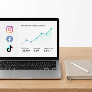 Presencia Digital Concepto visual: Redes sociales + contenido